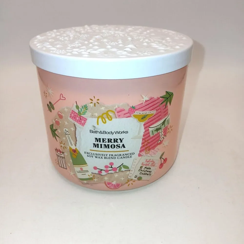 Bath & Body Works Merry Mimosa 3-Wick Candle 14.5 oz Champagne Apple Iced Sugar